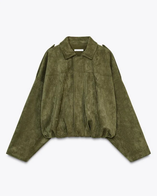 LUMIERE Faux Suède Bomber Jacket – Stylish Lightweight Suede Look for Women