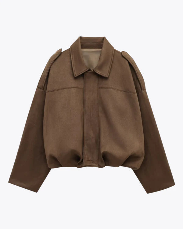 LUMIERE Faux Suède Bomber Jacket – Stylish Lightweight Suede Look for Women