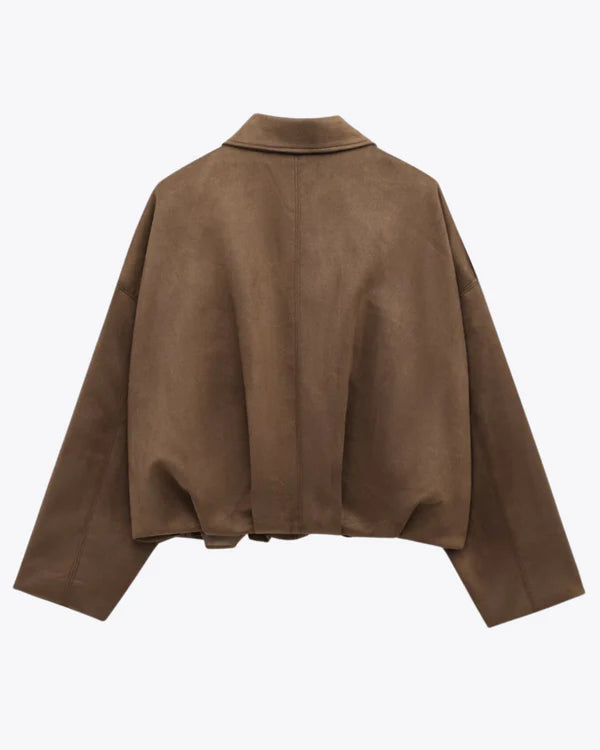 LUMIERE Faux Suède Bomber Jacket – Stylish Lightweight Suede Look for Women